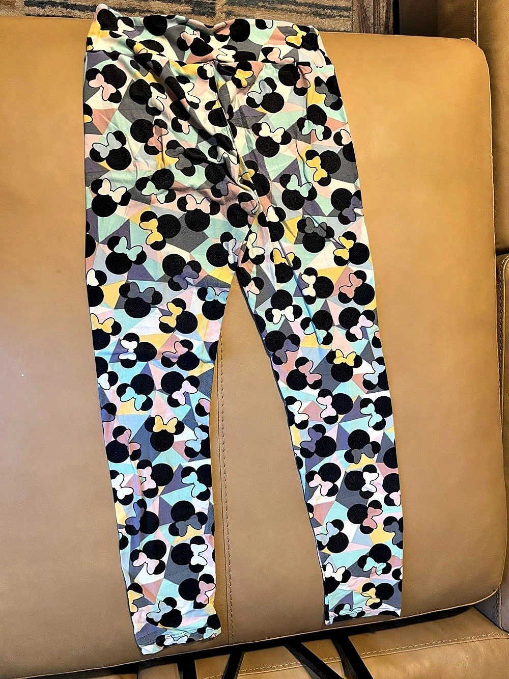 LuLaRoe Disney Minnie Mouse Geometric Print Leggings Black & Pink
